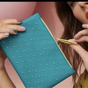 IPSY ‘100th’ Teal Studded Glam Cosmetic Bag